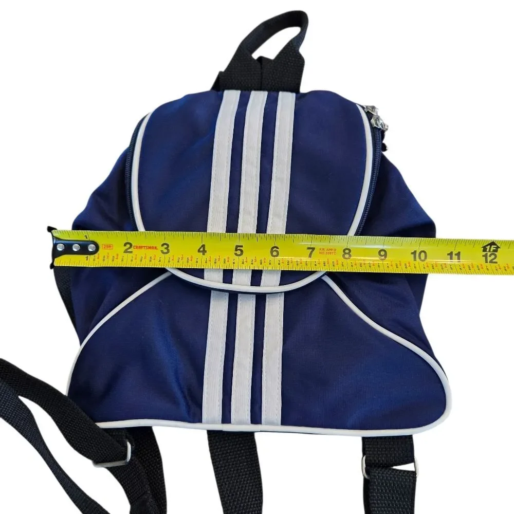 Adidas NWOT VINTAGE Mini Backpack Blue with Trefoil logo zipper pulls UNISEX